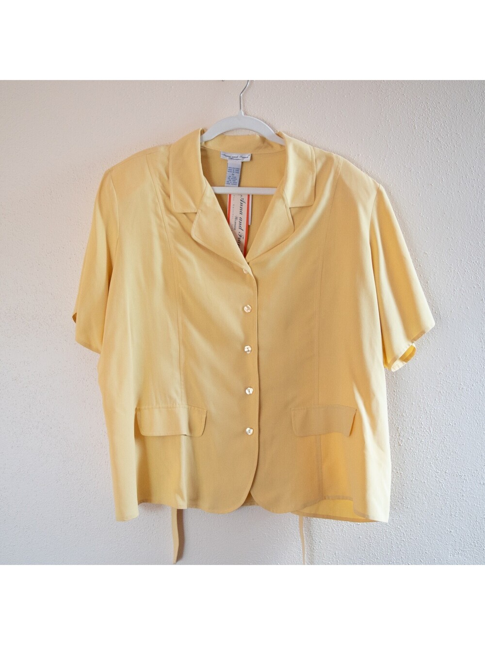 Vintage Anna and Frank Silk Blouse Butter Yellow 2X Old Money Preppy Coastal